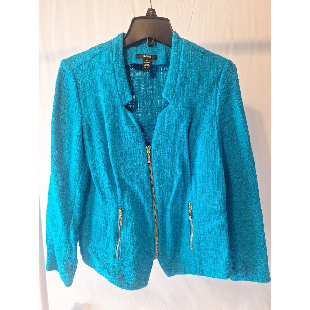 New Alfani Women's Size 6 Tweed Turquoise Blazer Jacket